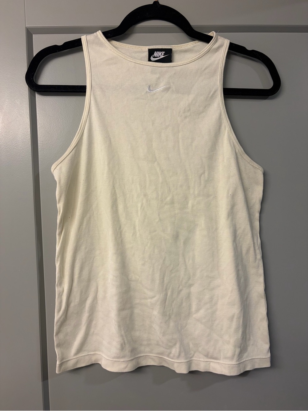 Nike Yellow Ribbed Tank Top with Swoosh